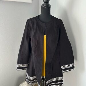 Jessica London Black and White Houndstooth Blazer